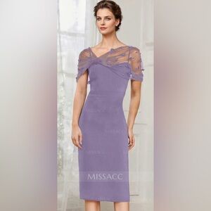 Deep Lavender Dress with lace sheath wrap.